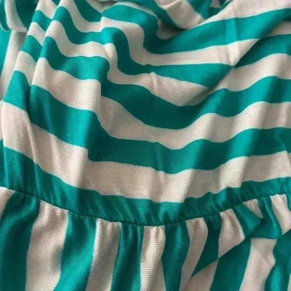 🆕Egs Jade & White Stripe Asymmetric Tulip-
Hem Midi Dress L🆕 - Picture 7 of 9
